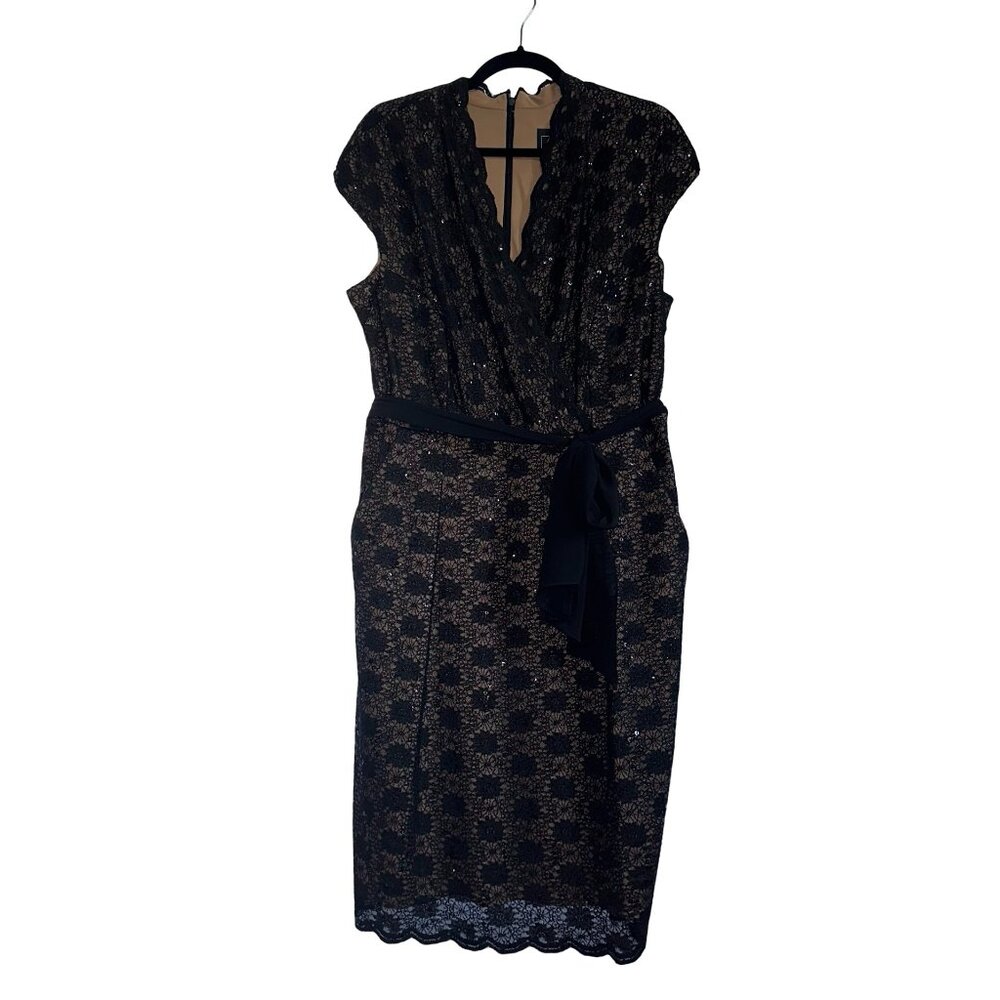 Black Lace Nude Illusion Cocktail/Evening Dress with pockets